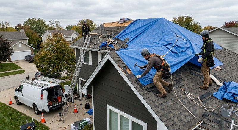 Roof Tarp Installation