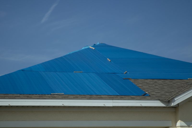 Finished Roof Tarp Installation with Clear Tarp